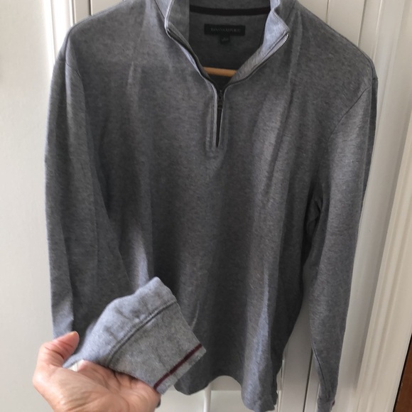Banana republic heather gray 1/4 zip pull over Sz L - Picture 3 of 4